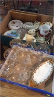 2 BOX LOTS VARIOUS DISHES, STEMS, NIPPON TEA CUPS