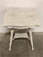 Distressed painted ornate end table