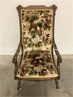 Rocking chair with fowl and flowers