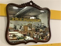 Large wall mirror, wood frame