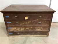 Vintage large oak map cabinet