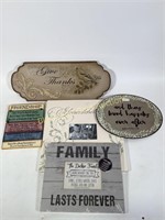 Collection of 5 "phrase" signs/wall decor