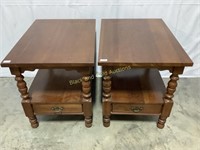 Pair of Cherry end tables with drawer
