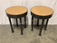Two heavy duty metal end tables