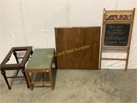 Project lot, chalkboard, folding table and more