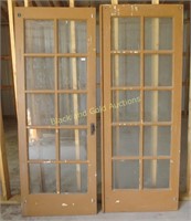 Pair of brown painted antique French doors