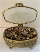 Jewelry Casket Box w/Victorian Style and Gold Fill