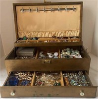 Mid Century Jewelry Box Loaded With Rhinestones