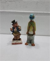 2 Vintage Ceramic Clown Figurines K15A