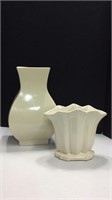 Two Off White Vintage Ceramic Vases K15A
