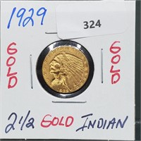 1929 $2.50 90% Gold Indian