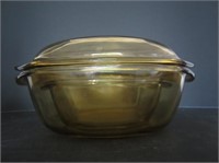 Amber Glass Casserole Dish with Lid and Bowl