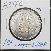 1oz .999 Silver Aztec Round