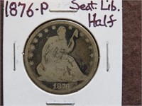 1876 P SEATED LIBERTY HALF DOLLAR 90%