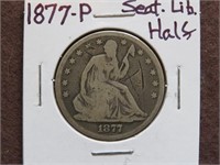 1877 P SEATED LIBERTY HALF DOLLAR 90%