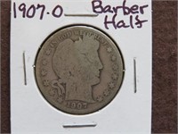 1907 O BARBER HALF DOLLAR 90%