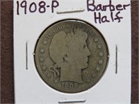 1908 P BARBER HALF DOLLAR 90%