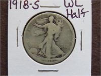 1918 S WALKING LIBERTY HALF DOLLAR 90%
