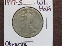 1917 S OBVERSE WALKING LIBERTY HALF DOLLAR 90%