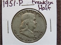 1951 P FRANKLIN HALF DOLLAR 90%
