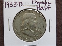 1953 D FRANKLIN HALF DOLLAR 90%