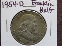 1954 D FRANKLIN HALF DOLLAR 90%