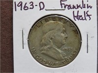 1963 D FRANKLIN HALF DOLLAR 90%
