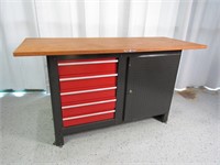Wood Topped Work Bench w/ Built-In Storage