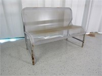 Silver-Toned Metal Mesh Outdoor Bench