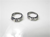 925 Sterling Silver and CZ Hoop Earrings