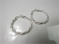 925 Sterling Silver Twisted Wire Hoop Earrings