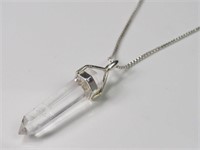925 Sterling Silver Quartz Crystal Necklace