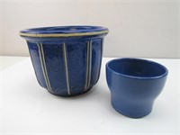 (2) Blue Pottery Pots