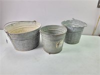 (3) Outdoor Tin Buckets