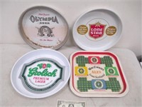 4 Vintage Metal Beer Trays - Olympia, Grolsch,