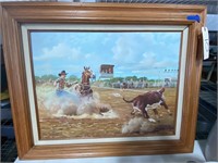 Framed Painting by Mark Storm Rodeo Roping