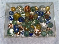 Plastic Tray of marbles-various sizes