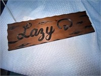Carved "Lazy D" Wood Sign 6" x 18"