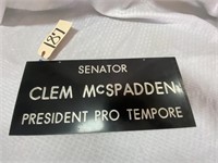 Door Nameplate Clem McSpadden President