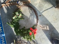 Barbed Wire Wreath w/Christmas Deco