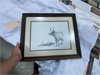 "The Longhorn Steer" 93/150 pencil drawing