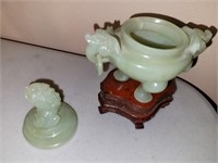 Lidded Jade Dish On Pedestal