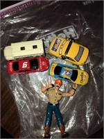 4 Toy Cars And Action Figure