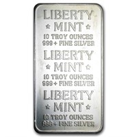 10 oz Vintage Liberty Mint Silver Bar