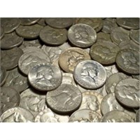 100 Franklin Half Dollars - 90% Silver