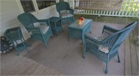 Teal Wicker Porch Furniture Set