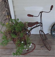 Metal Tricycle Planter approximately 34"x33"