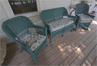 Set of Teal Wicker Porch Furniture