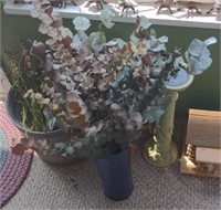 Lot of Faux Plants and Containers