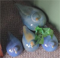 4 Blue Ceramic Ducks 12"